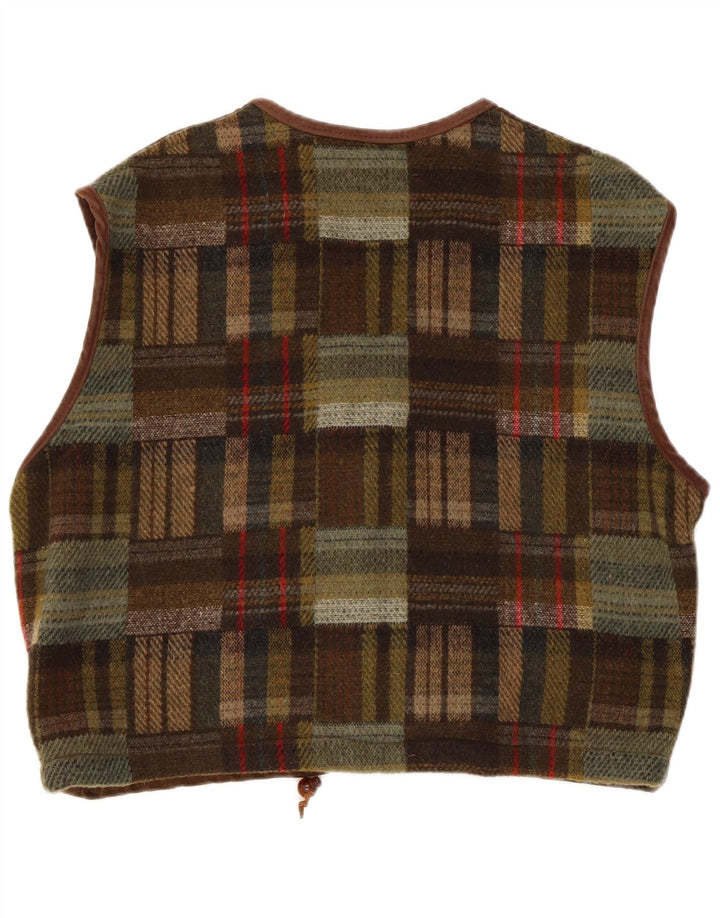 Colete de camurça masculino vintage grande couro marrom patchwork