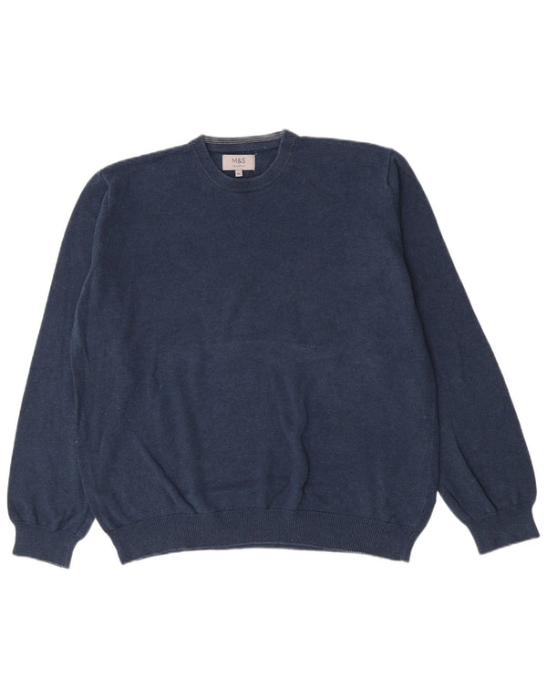 Suéter masculino Marks & Spencer com gola redonda XL algodão azul marinho