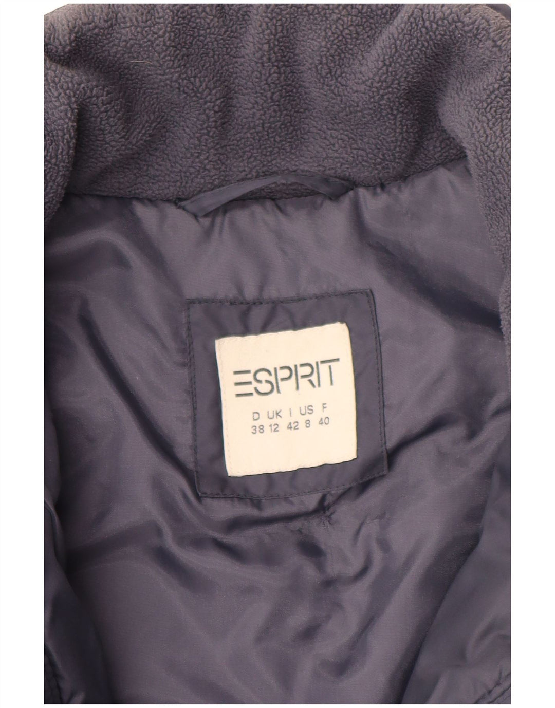 Casaco acolchoado feminino Esprit UK 12 médio azul marinho