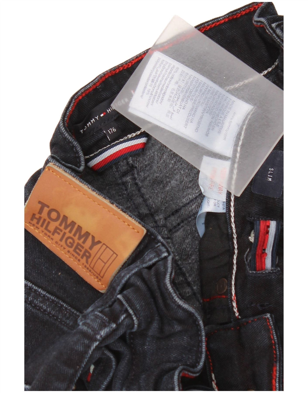 Tommy Hilfiger Meninos Jeans Slim 15-16 Anos W30 L32 Algodão Preto