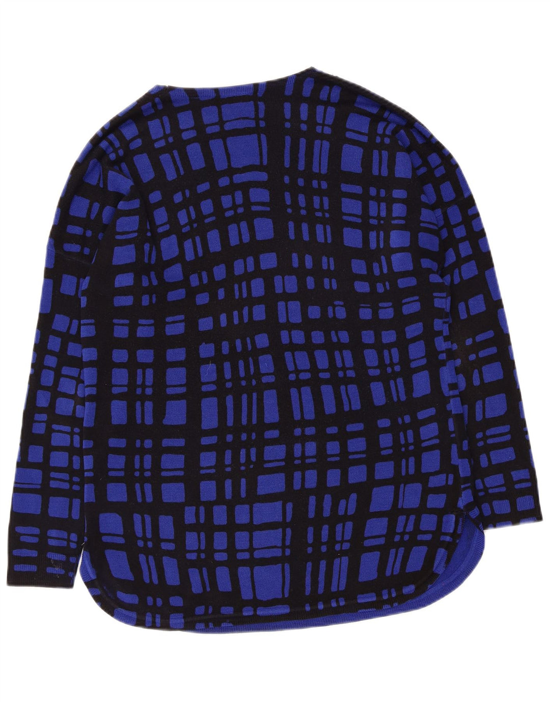 Suéter feminino MARKS & SPENCER com gola canoa UK 12 xadrez azul médio