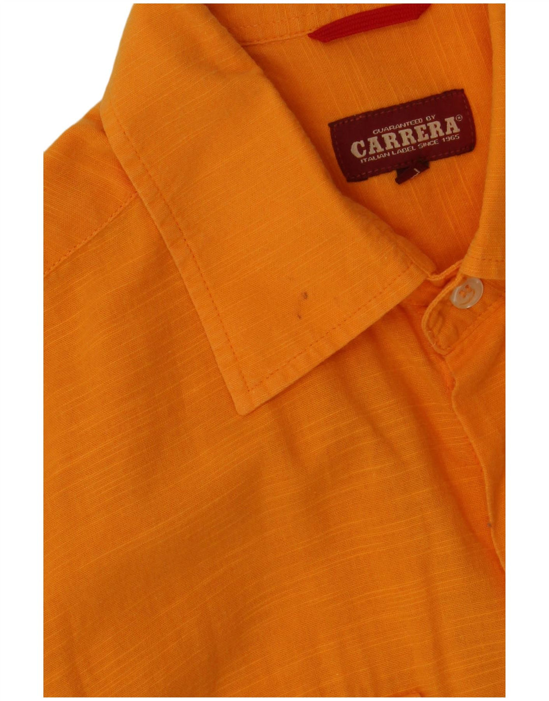 Camisa masculina Carrera de manga curta grande algodão manchado laranja
