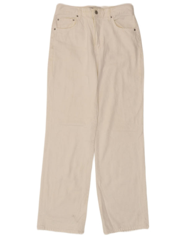Zara Jeans feminino cintura alta solta UE 38 pequeno W28 L33 algodão branco