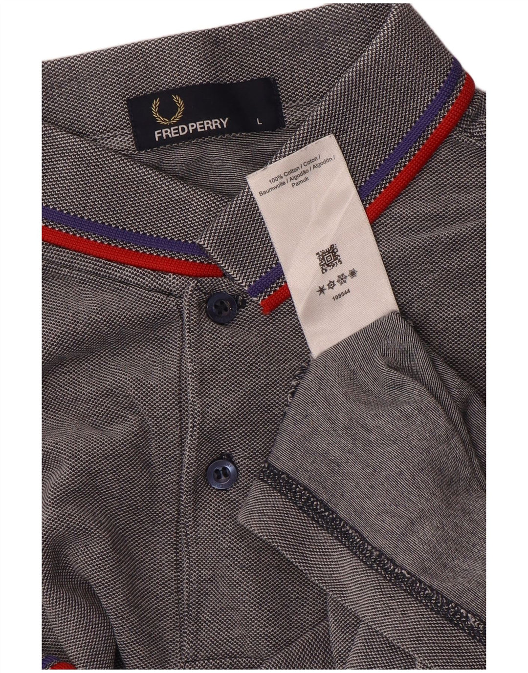 Camisa polo masculina Fred Perry grande algodão listrado cinza
