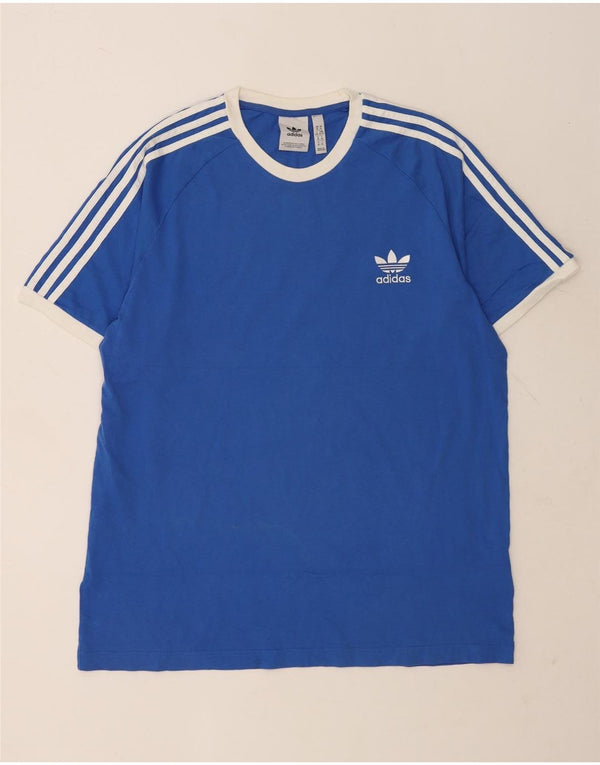 Adidas Mens Camiseta Top XL Azul Algodão