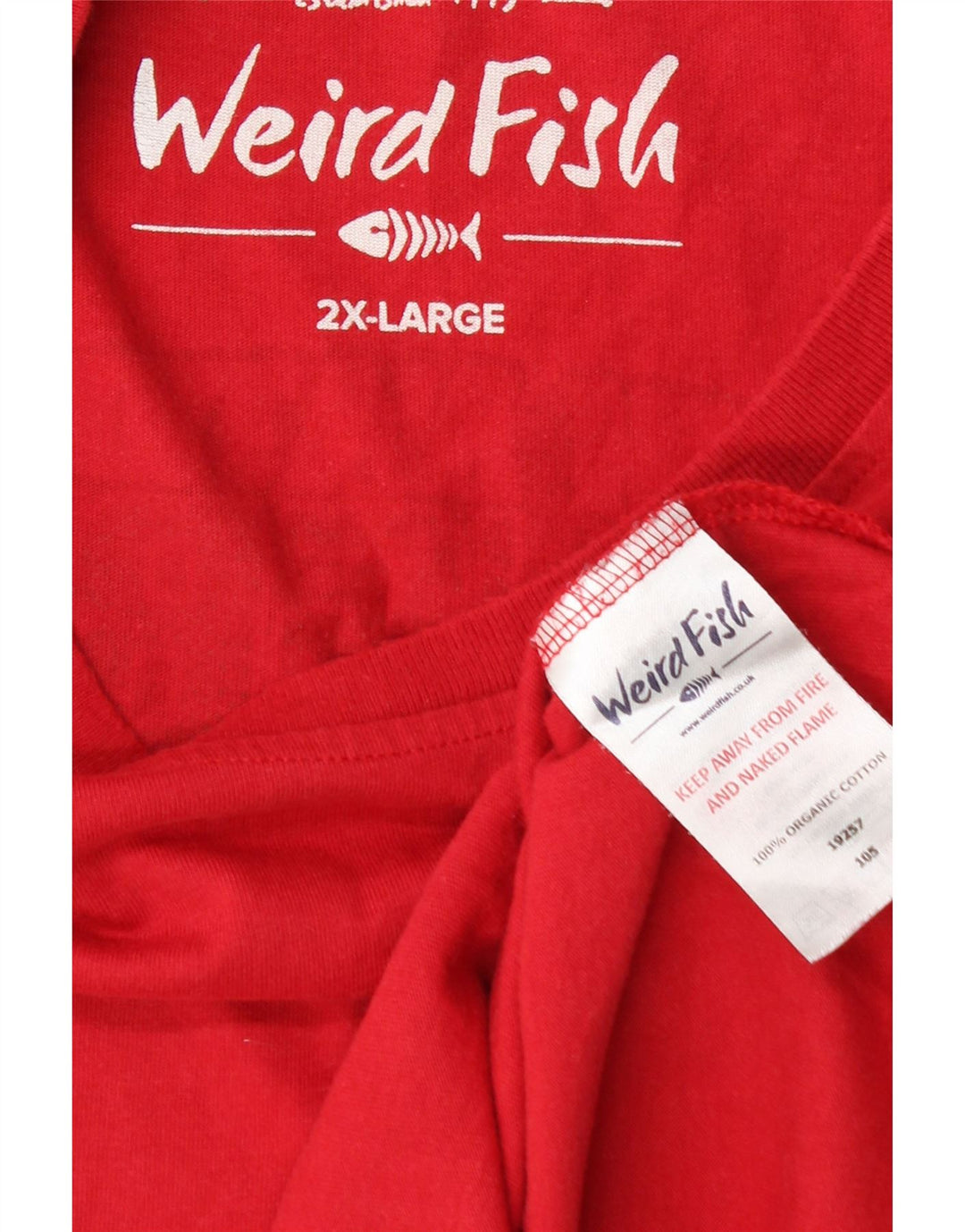 Camiseta gráfica masculina WEIRD FISH Top 2XL algodão vermelho