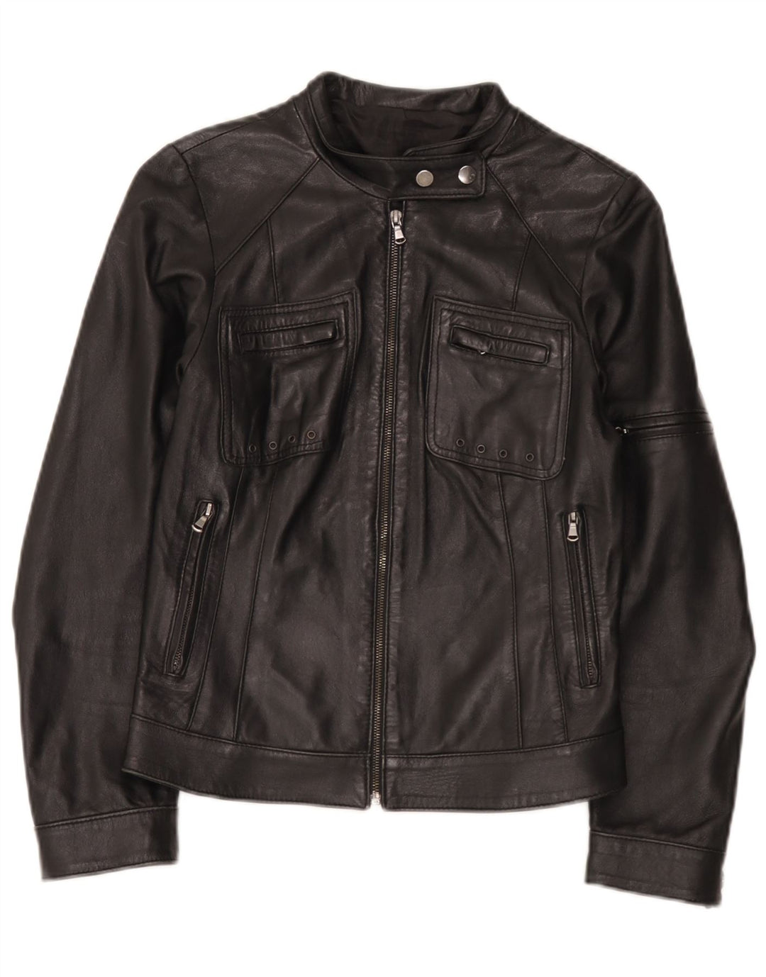Jaqueta de couro feminina vintage para motociclista IT 42 médio preto