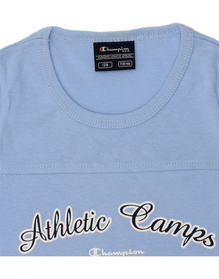 CHAMPION Girls Graphic T-Shirt Top 7-8 Years Blue Cotton Vintage Champion and Second-Hand Champion from Messina Hembry 