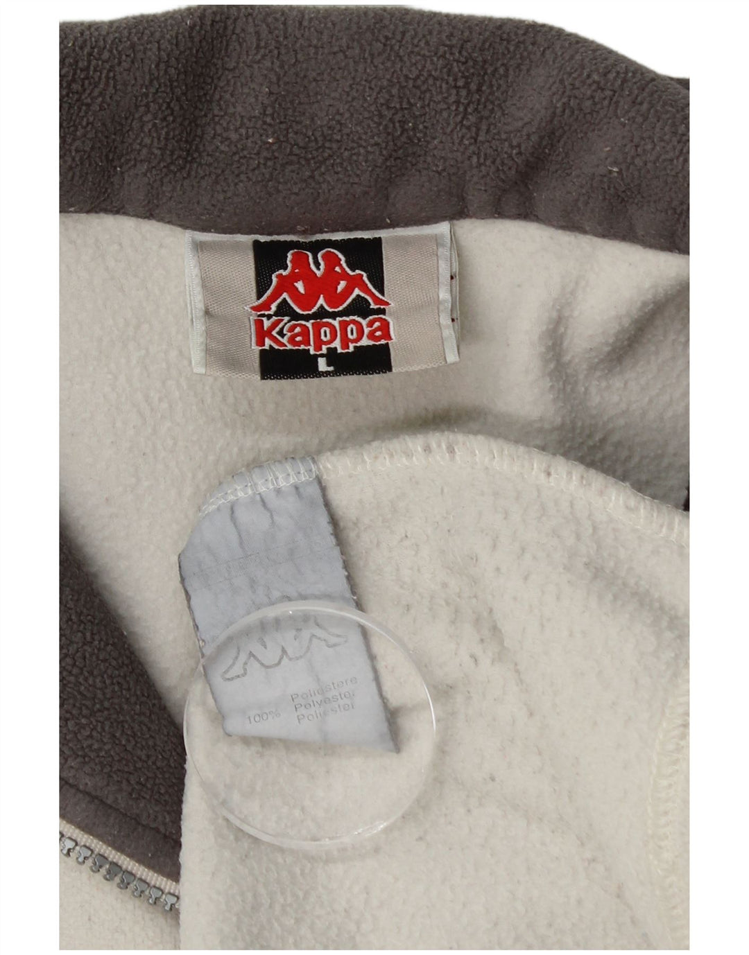 Kappa Mens Zip Neck Fleece Jumper Grande Off White Poliéster
