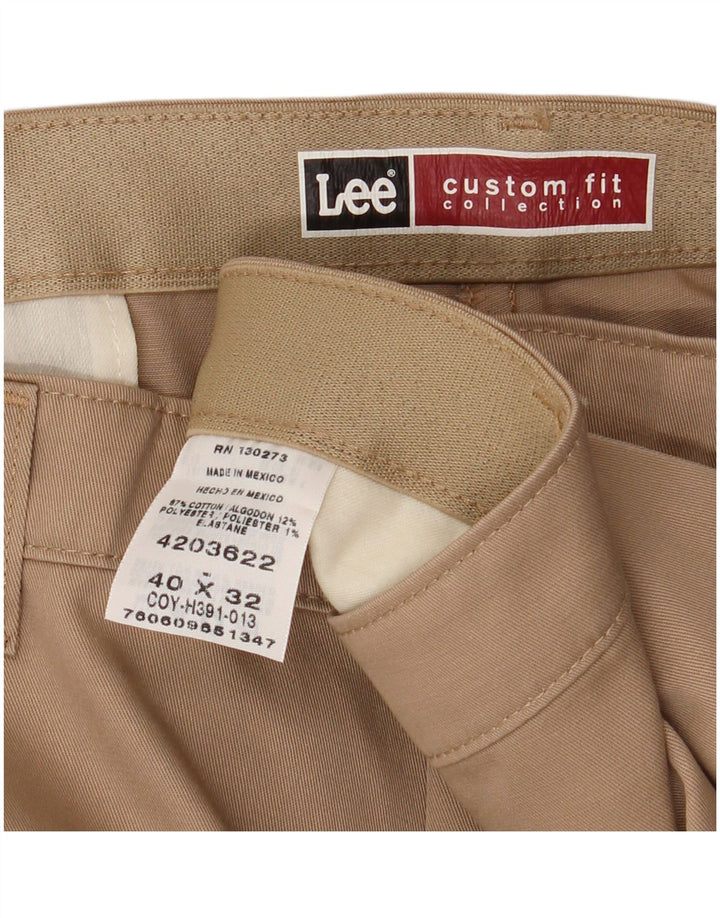 Calça chino reta masculina LEE Custom Fit W40 L32 algodão bege