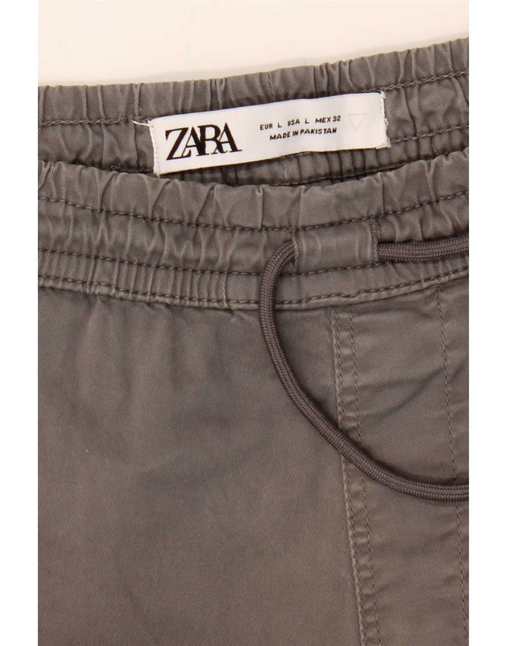 Calça jogger feminina Zara Chino grande W32 L27 cinza
