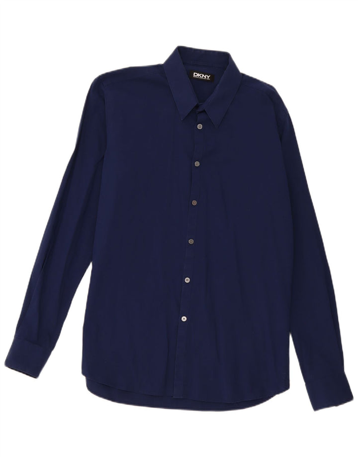 Camisa masculina Dkny tamanho 16 grande algodão azul marinho