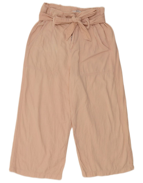 Calça capri feminina de cintura alta Topshop Reino Unido 12 médio W30 L21 algodão rosa