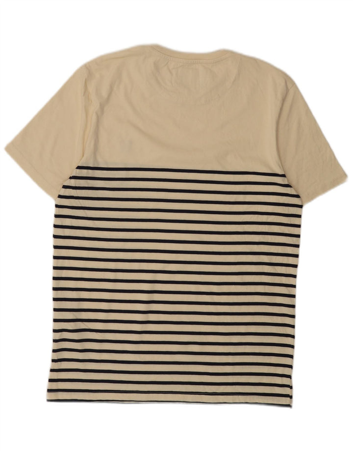 Camiseta masculina LYLE & SCOTT Top de algodão listrado bege médio