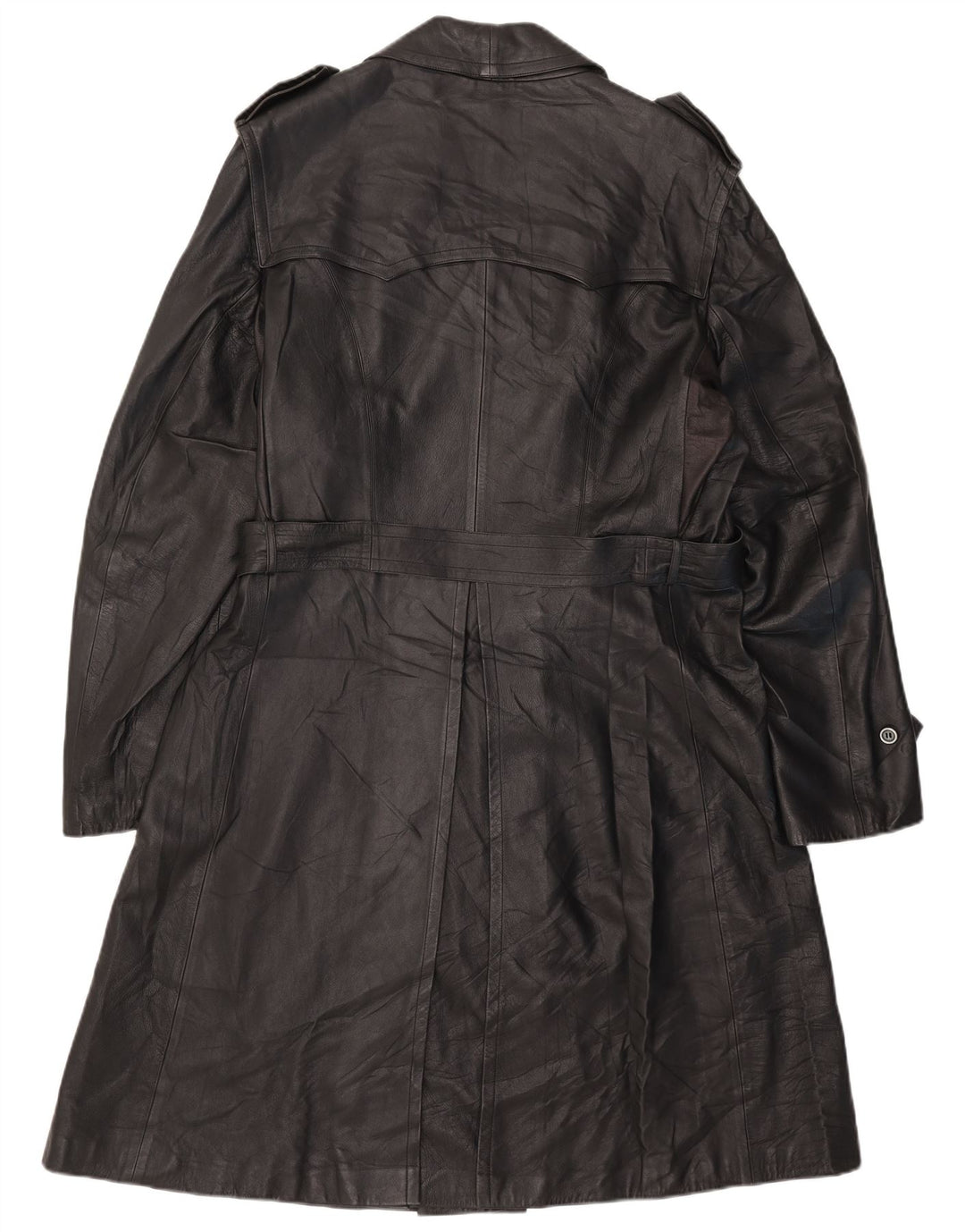 Casaco masculino vintage de couro com peito duplo UK 38 médio preto