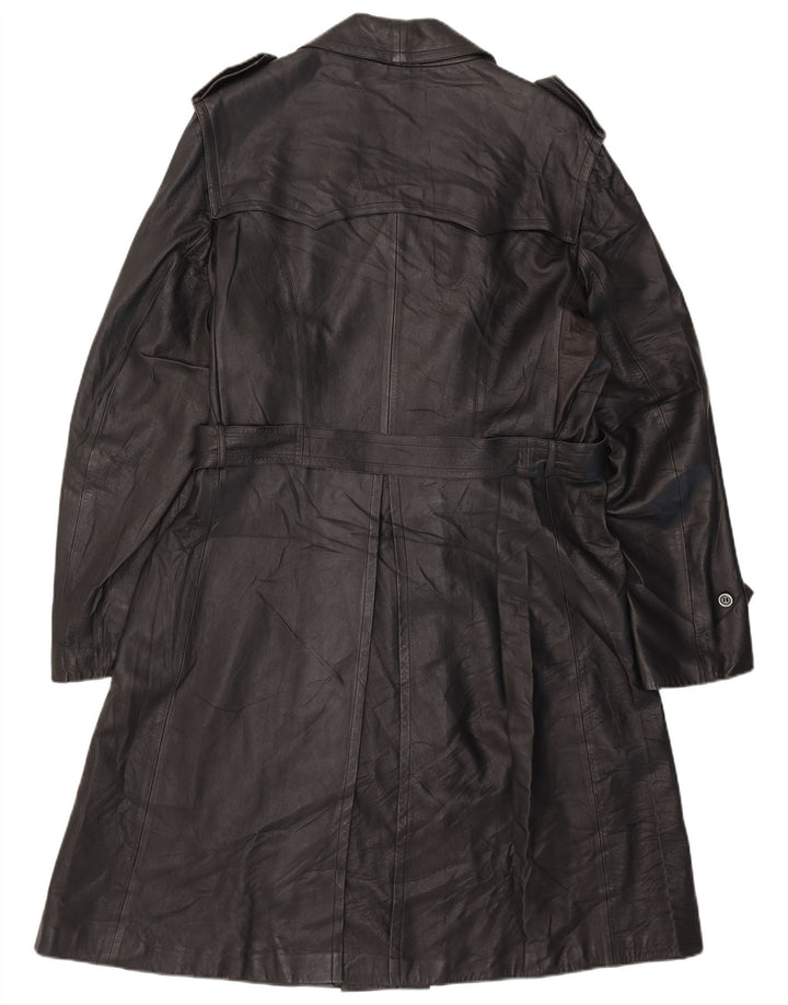 Casaco masculino vintage de couro com peito duplo UK 38 médio preto
