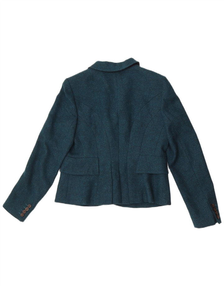 Jaqueta blazer feminina Hobbs com 3 botões Reino Unido 12 lã verde médio