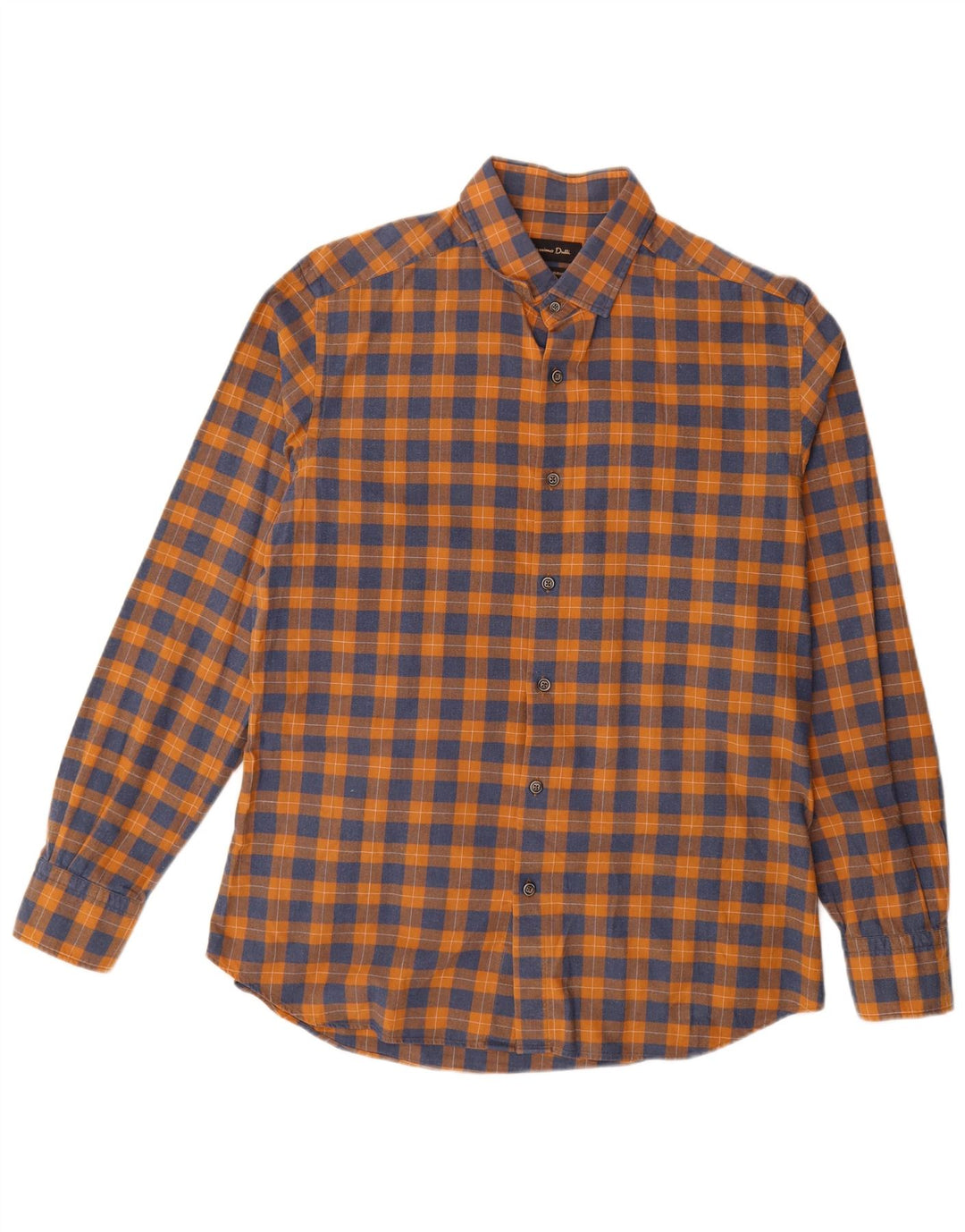 Camisa masculina de flanela Massimo Dutti grande xadrez laranja