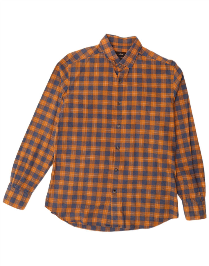 Camisa masculina de flanela Massimo Dutti grande xadrez laranja