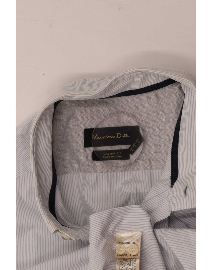 Camisa masculina casual Massimo Dutti de algodão listrado azul médio
