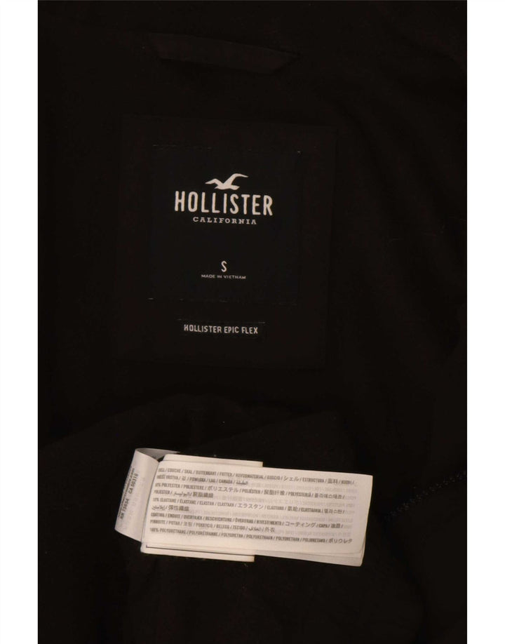 Jaqueta bomber masculina com capuz gráfico Hollister UK 36 poliéster preto pequeno