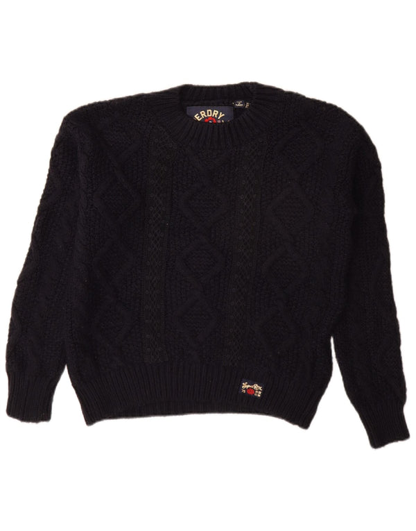 Suéter feminino superdimensionado com gola canoa SUPERDRY Reino Unido 8 pequeno azul marinho