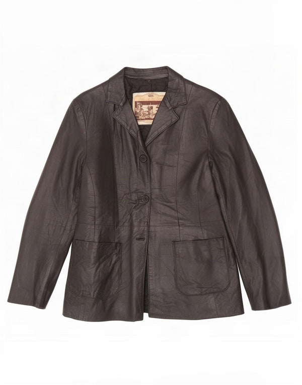 Antica Pelleria Womens 2 Button Leather Blazer Jacket IT 44 Medium Black