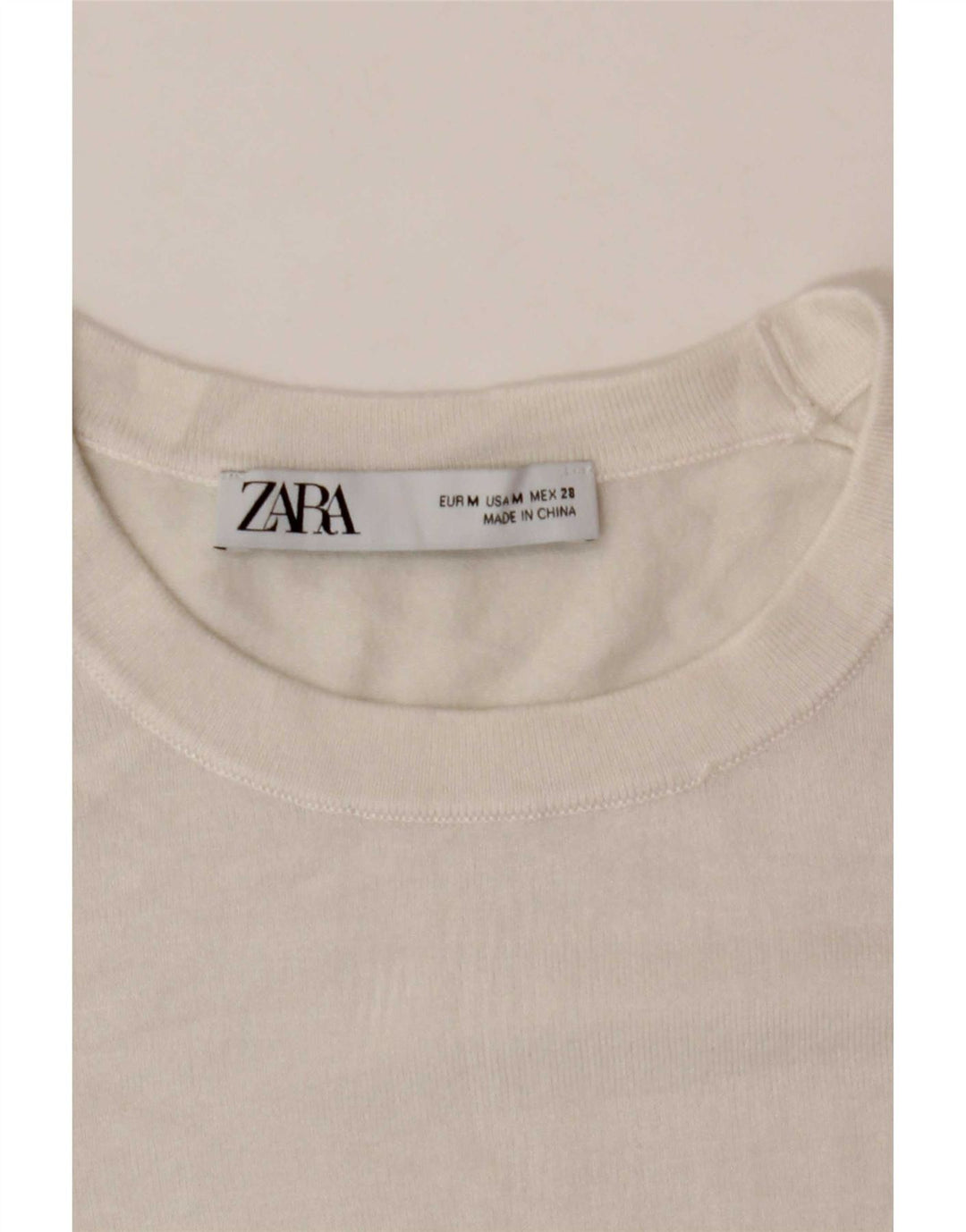 Zara Suéter feminino com gola redonda, Reino Unido 12 Médio Branco