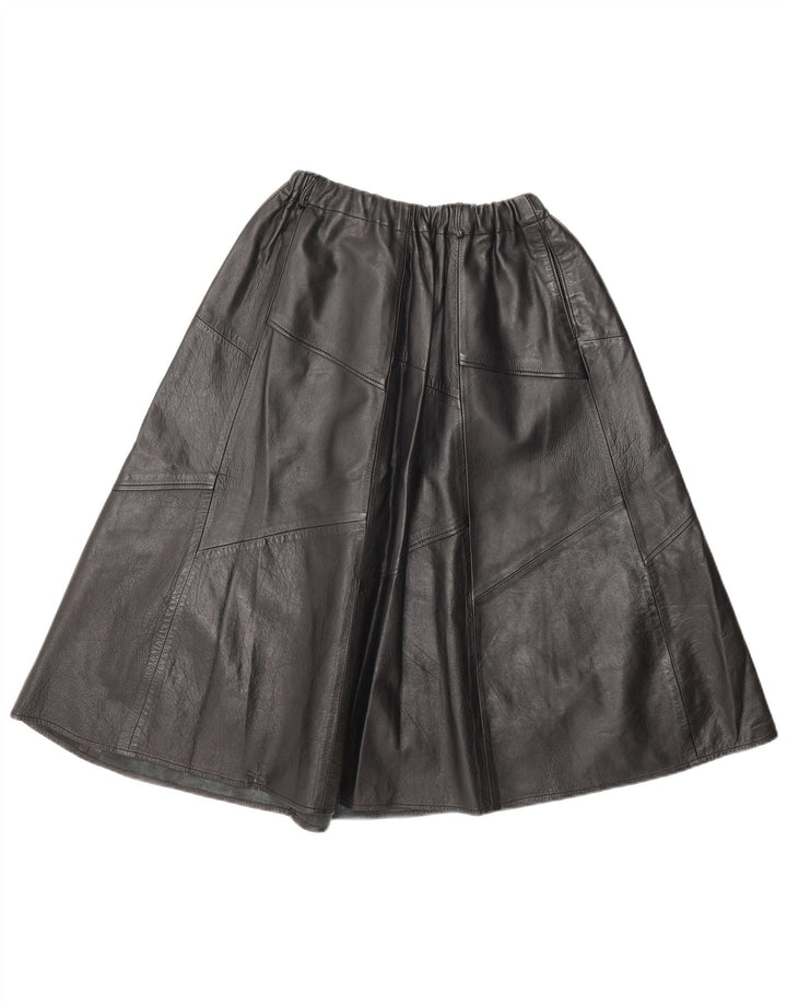 Saia feminina vintage de couro linha A W30 médio preto