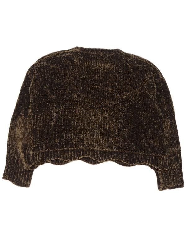 Zara Suéter feminino cropped superdimensionado com gola redonda Reino Unido 14 verde médio