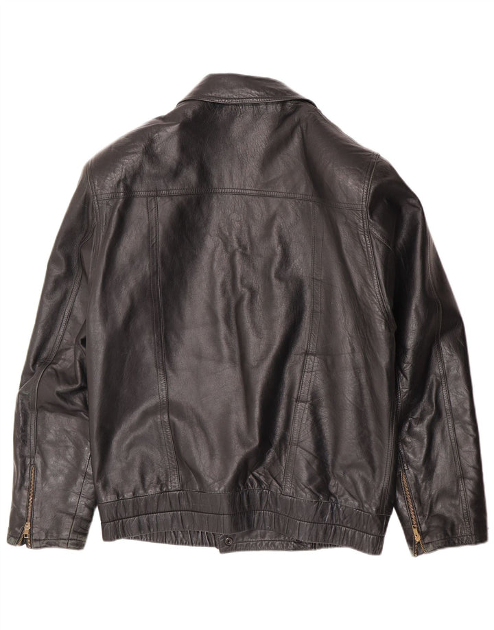 Jaqueta de couro masculina vintage UK 36 pequena couro preto