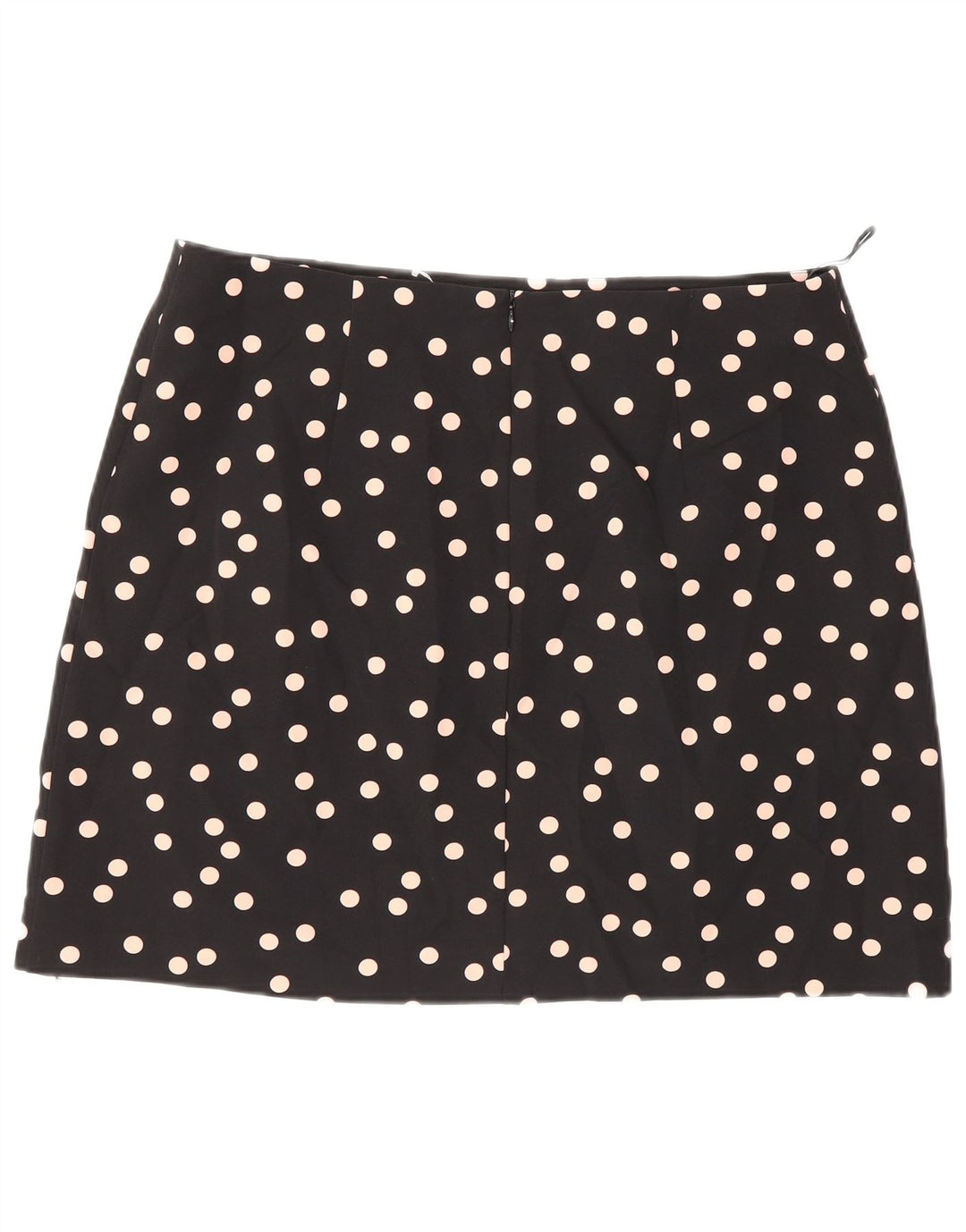 Minissaia feminina Oasis Reino Unido 16 grande W34 poliéster preto com bolinhas