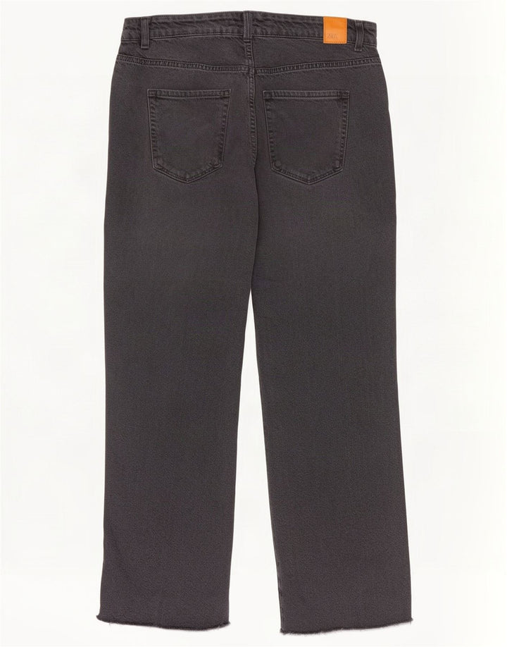 Zara Jeans feminino de cintura alta reta EU 40 médio W30 L29 cinza