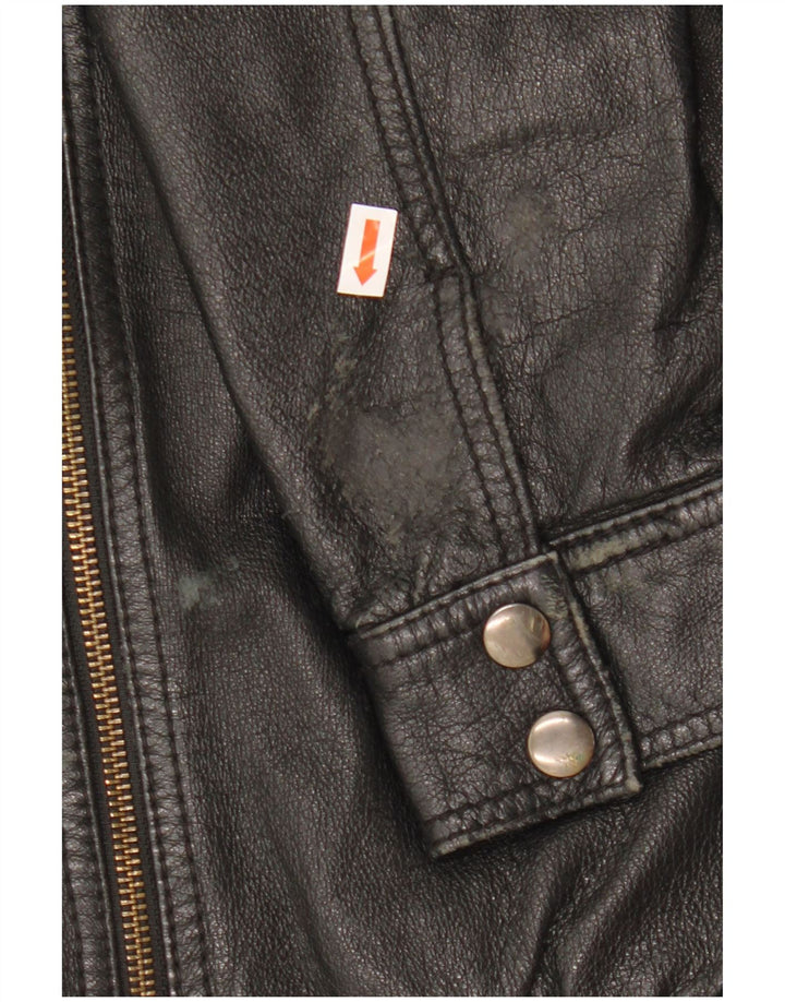 Jaqueta de couro feminina H&M EU 38 couro preto médio