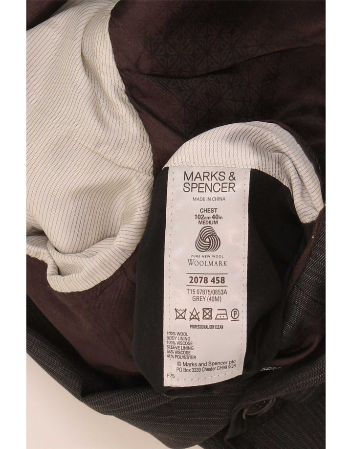 Jaqueta blazer masculina de 2 botões Marks & Spencer Reino Unido 40 risca de giz cinza médio