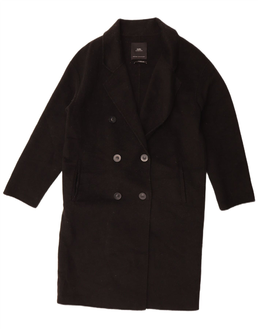 Zara Casaco feminino oversized com peito duplo Reino Unido 10 pequeno lã preta