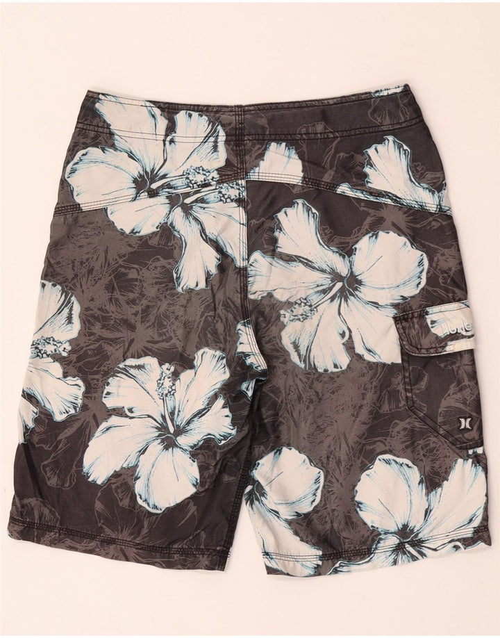 Shorts de natação masculino Hurley gráfico cinza médio floral poliéster