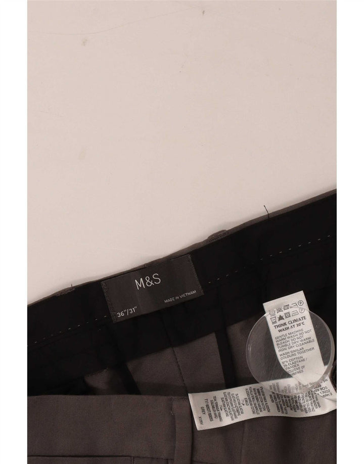 Calça masculina Marks & Spencer Slim Suit W36 L31 algodão cinza