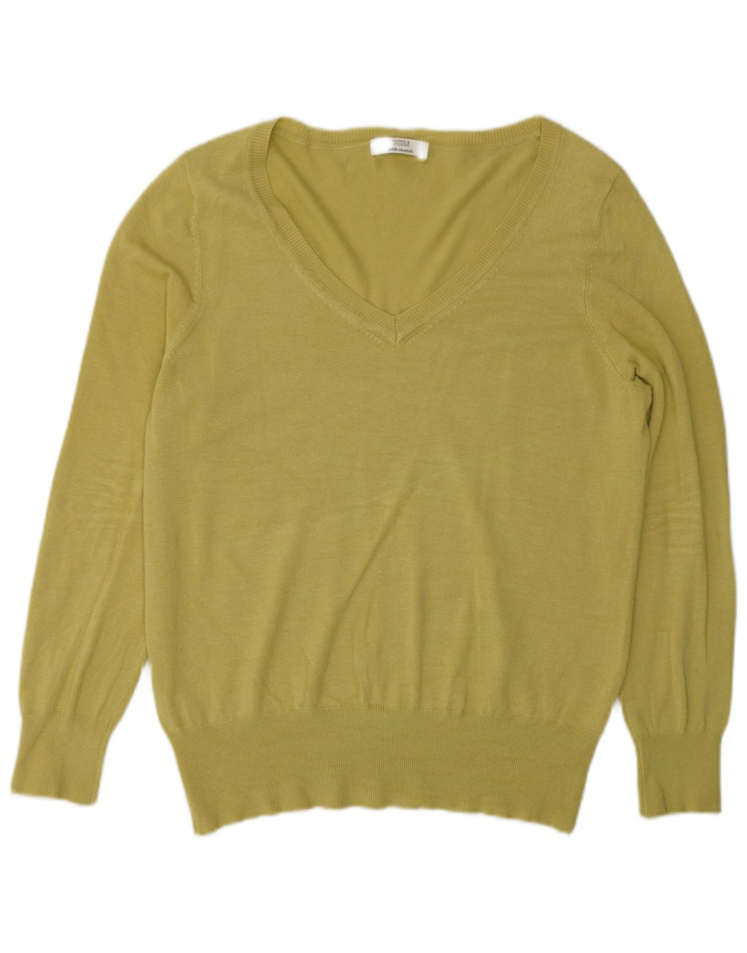 Suéter masculino Marks & Spencer com decote em V Reino Unido 16 grande verde