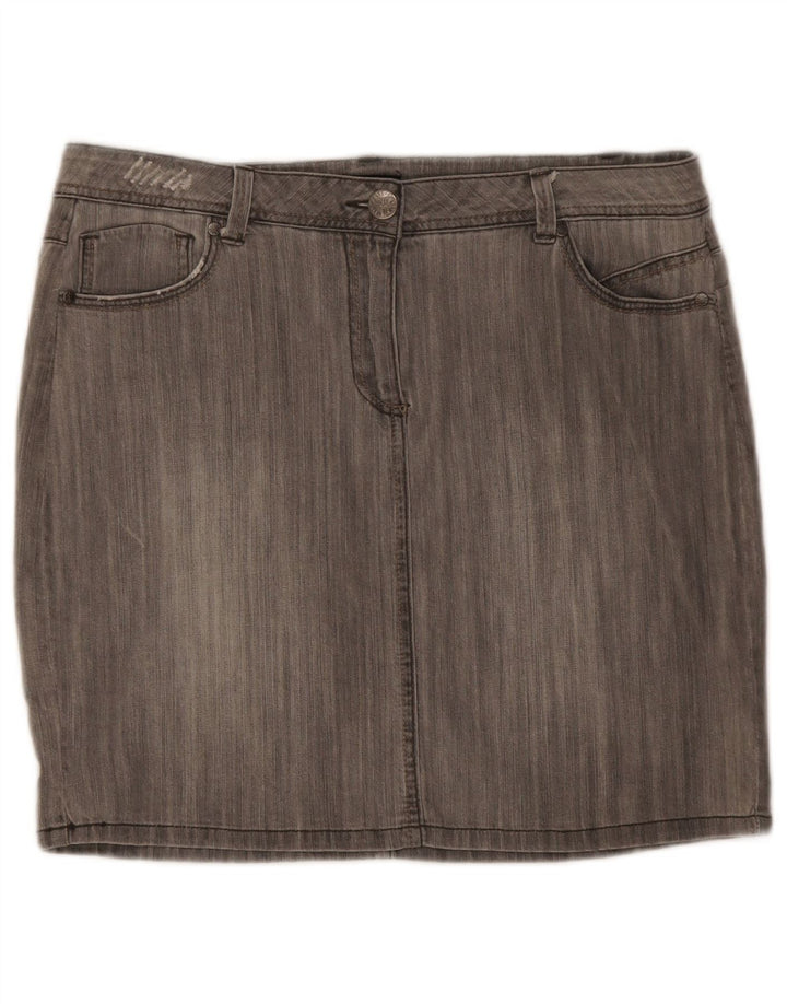 Mini saia jeans feminina M&Co Reino Unido 14 grande W34 cinza