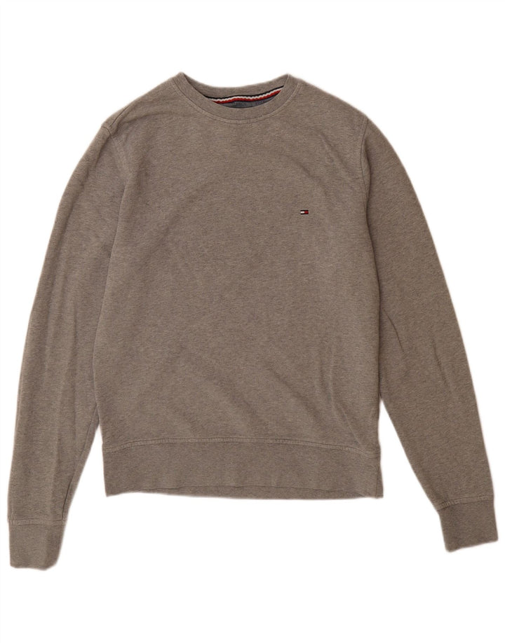 Tommy Hilfiger moletom masculino jumper pequeno algodão manchado cinza