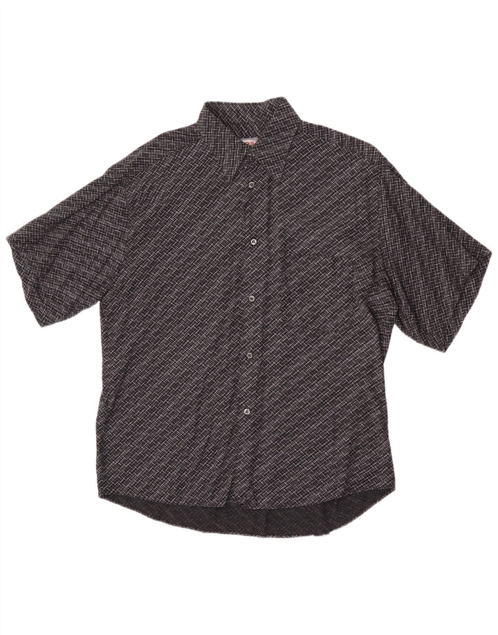 Camisa masculina de manga curta Tipo'S grande viscose geométrica preta