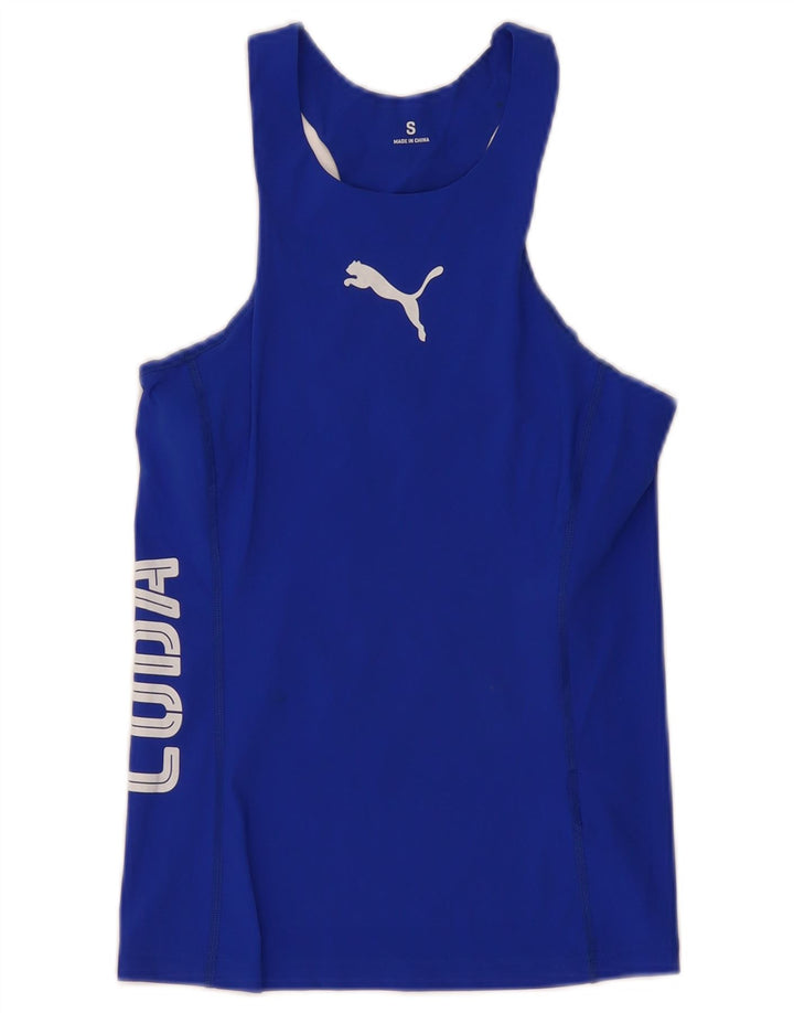 PUMA Womens Cuba Graphic Vest Top UK 8 Pequeno Azul Poliamida