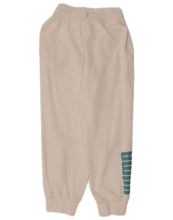 Puma feminino gráfico agasalho calças joggers Reino Unido 10 pequeno algodão branco