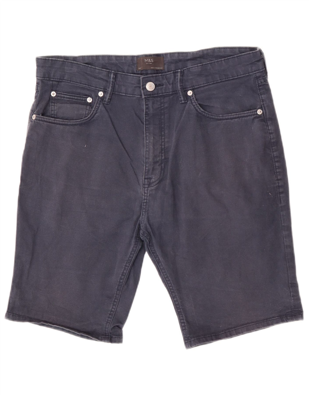 Shorts casuais masculinos Marks & Spencer W34 grande algodão azul marinho