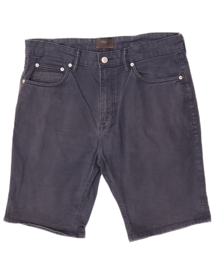 Shorts casuais masculinos Marks & Spencer W34 grande algodão azul marinho