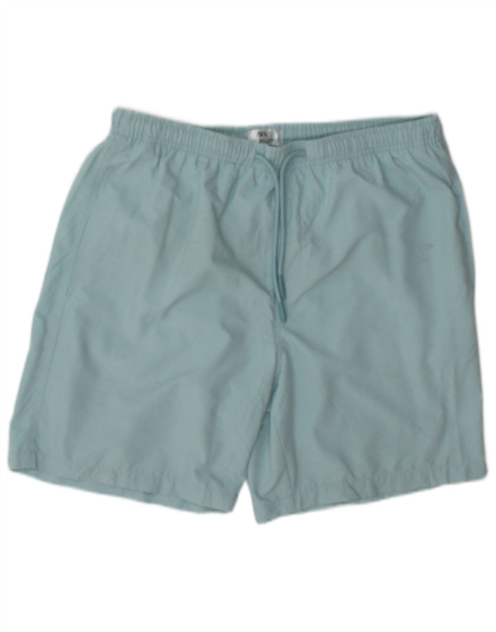 Zara Shorts de banho masculino grande azul poliéster