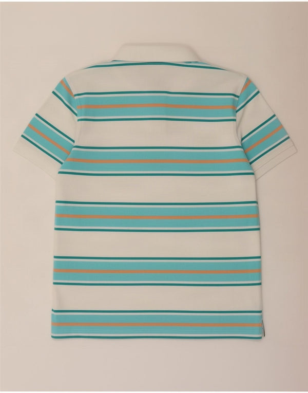 Camisa polo masculina Crew Clothing algodão listrado azul médio