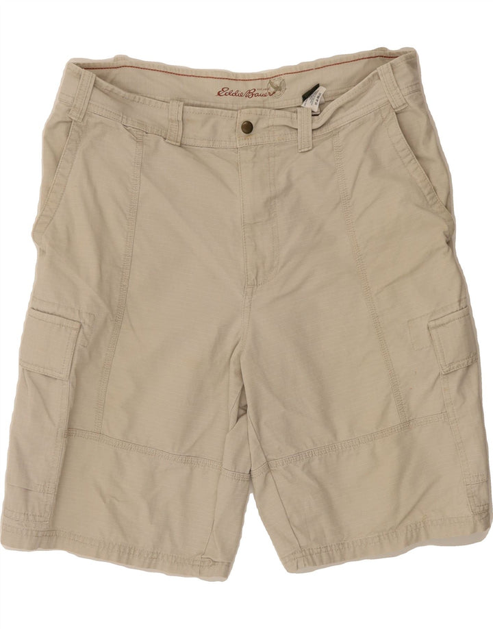 EDDIE BAUER Mens Cargo Shorts W38 XL Beige Pinstripe Cotton Vintage Eddie Bauer and Second-Hand Eddie Bauer from Messina Hembry 