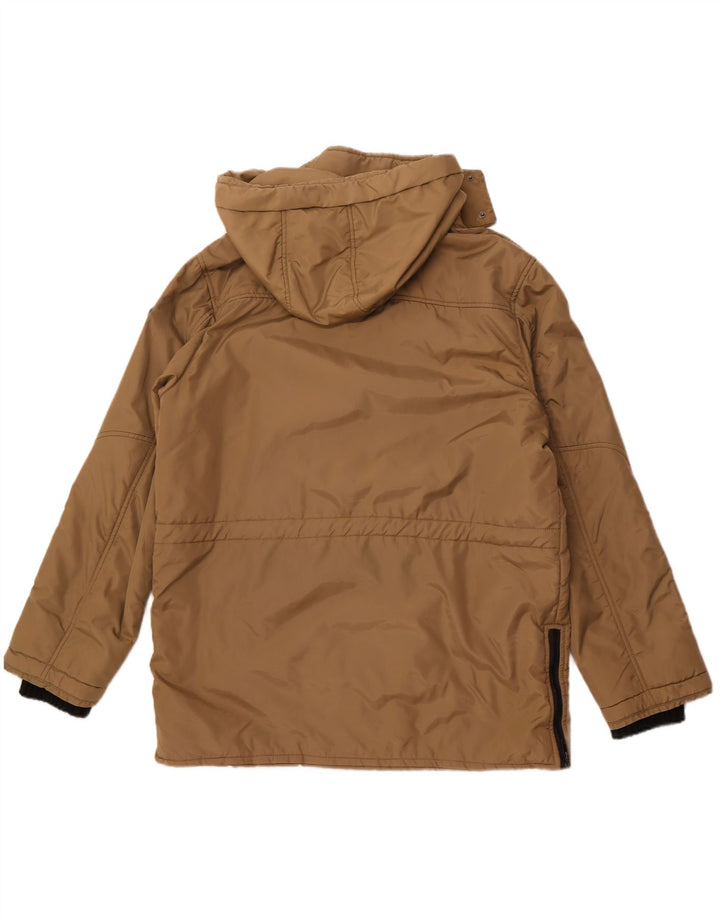 ASTROLABIO Jaqueta masculina acolchoada com capuz UK 42 XL marrom nylon